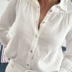 Camisa Icaria Blanca Rayas Plata