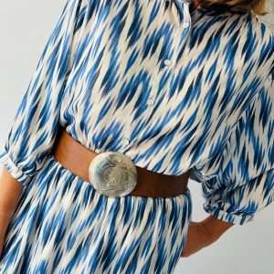 Camisa Éclair ikat azul-blanco