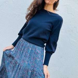 Falda Charlota Flores Azul