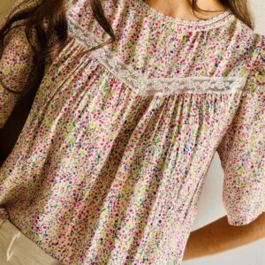 Blusa Boho manga corta blanca