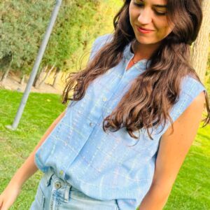 Camisa Eclair sin Manga Cuadros Azul